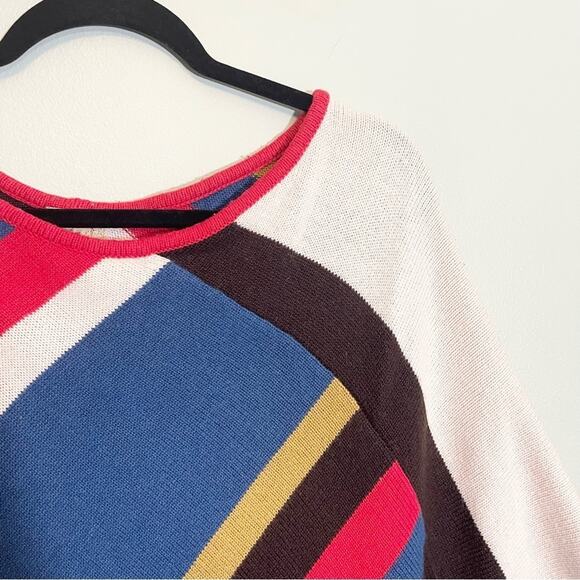 Forever 21 Womens Wool Blend Striped Round Neck Pullover Poncho Sweater One Size - Picture 13 of 14